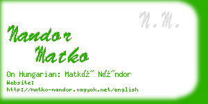 nandor matko business card